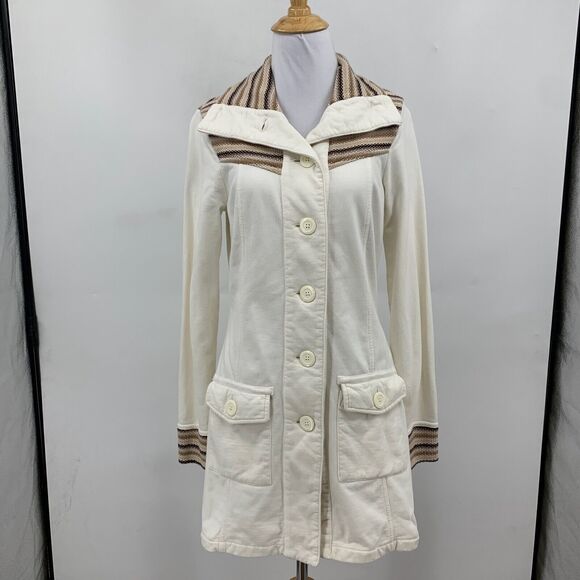 Prana Coat Womens XS Extra Small Breathe Rowen Fleece Lined Button Front Long - Picture 2 of 15